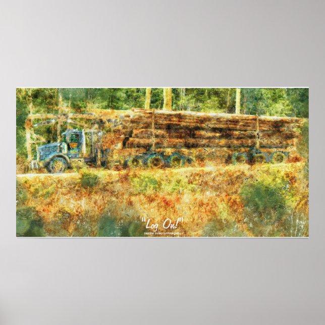 Alaska Highway Logging Truck Transport Art Poster (Front)