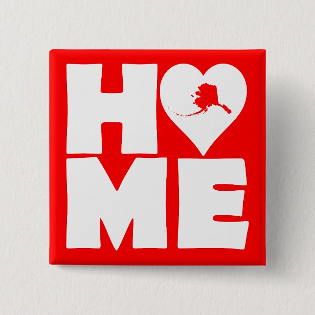 Alaska Home Heart State Button Badge Pin (Front)