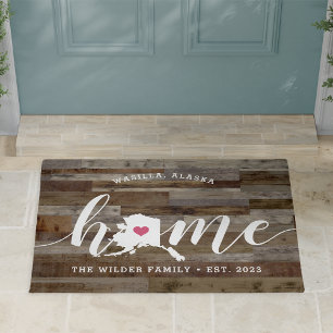 Alaska Home State Personalised Wood Look Doormat