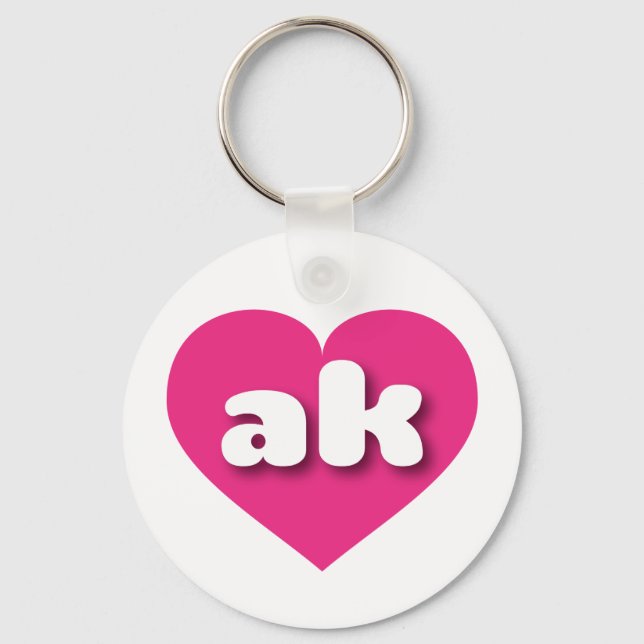 Alaska hot pink heart - I love ak Key Ring (Front)