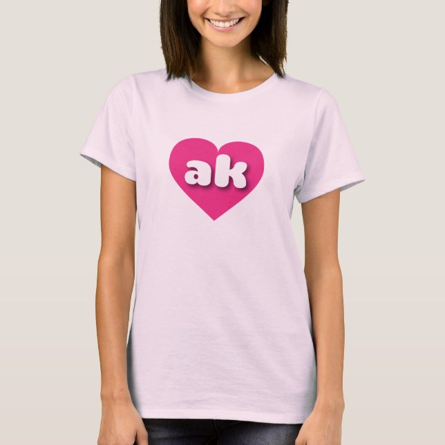 Alaska hot pink heart - I love ak T-Shirt (Front)