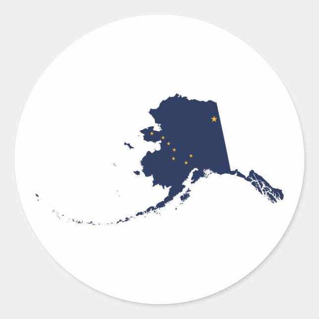 Alaska in Blue and Gold Classic Round Sticker (Front)