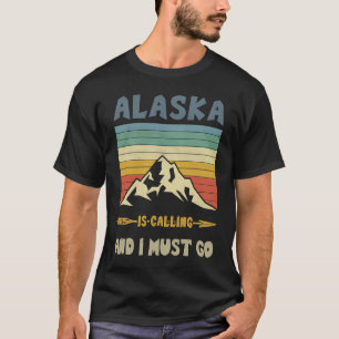 Alaska is Calling Retro Alaskan Wildlife Aurora Bo T-Shirt
