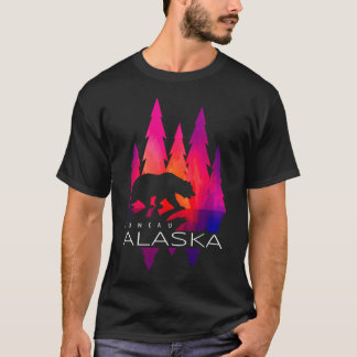 Alaska - Juneau - Sunset Trees With Bear - T-Shirt