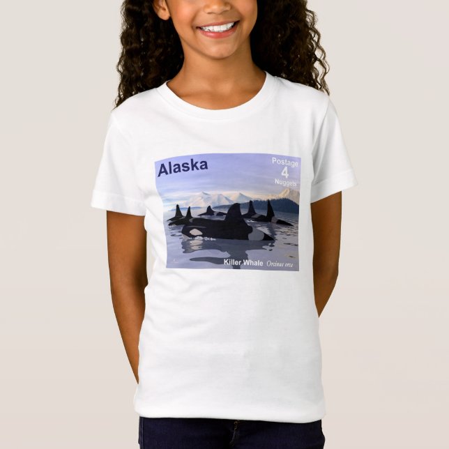 Alaska Killer Whales Stamp T-Shirt (Front)