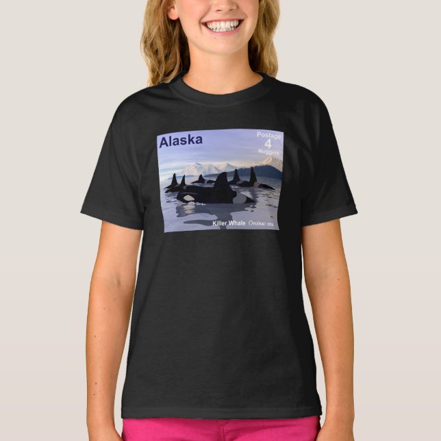 Alaska Killer Whales Stamp T-Shirt (Front)