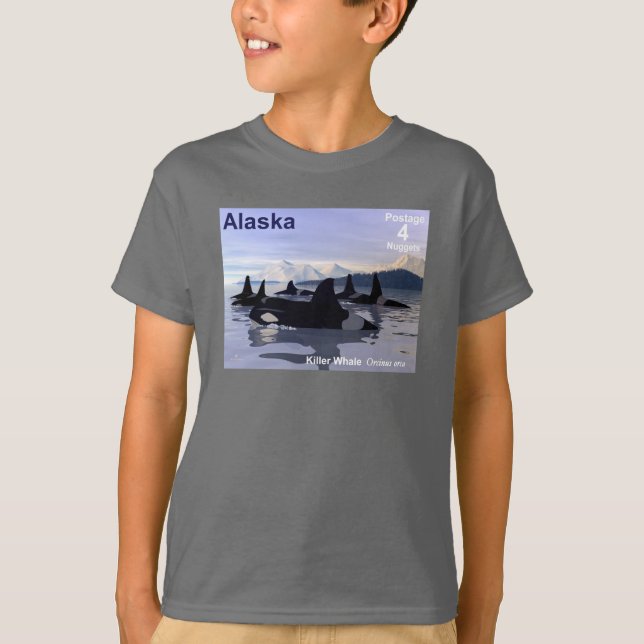 Alaska Killer Whales Stamp T-Shirt (Front)