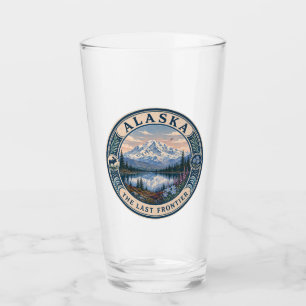 Alaska Landscape Illustration Travel Art Badge Glass