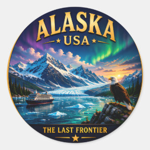 Alaska Last Frontier State Pride Classic Round Sticker