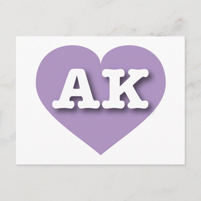 Alaska Lavender Heart - I love AK Postcard (Front)