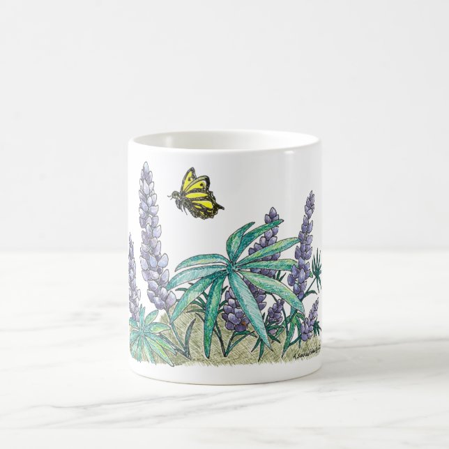 Alaska Lupine Watercolor Coffee Mug (Center)