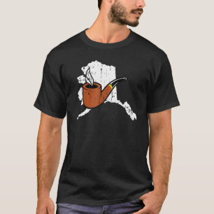Alaska Map Briar Tobacco Pipe Midwest Smoking Pipe T-Shirt