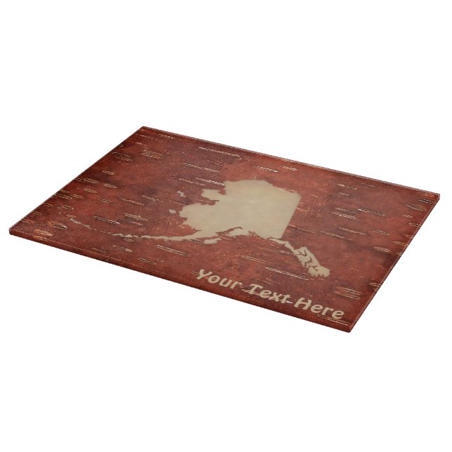 Alaska Map On Inner Birch Bark Cutting Board (Corner)