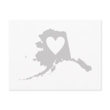 Alaska Map Shape Grey Heart Cutout Alaskan