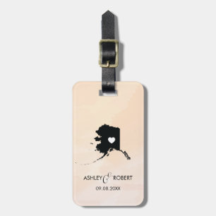 Alaska Map Wedding Luggage Tag with Couple's Name