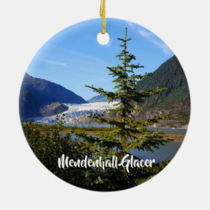 Alaska Mendenhall Glacer Juneau Ceramic Tree Decoration