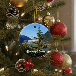 Alaska Mendenhall Glacer Juneau Ceramic Tree Decoration