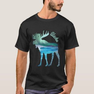 Alaska Moose Keepsake Alaskan Northern Lights T-Shirt