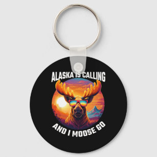 Alaska Moose Tourist Travel Funny Moose Adventure Key Ring