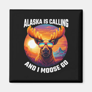Alaska Moose Tourist Travel Funny Moose Adventure  Magnet