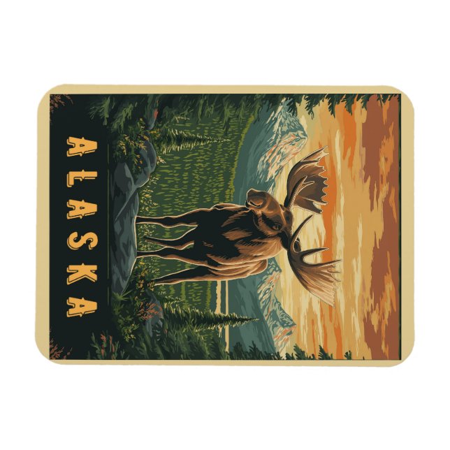 Alaska Moose - Vintage Wilderness  Magnet (Horizontal)