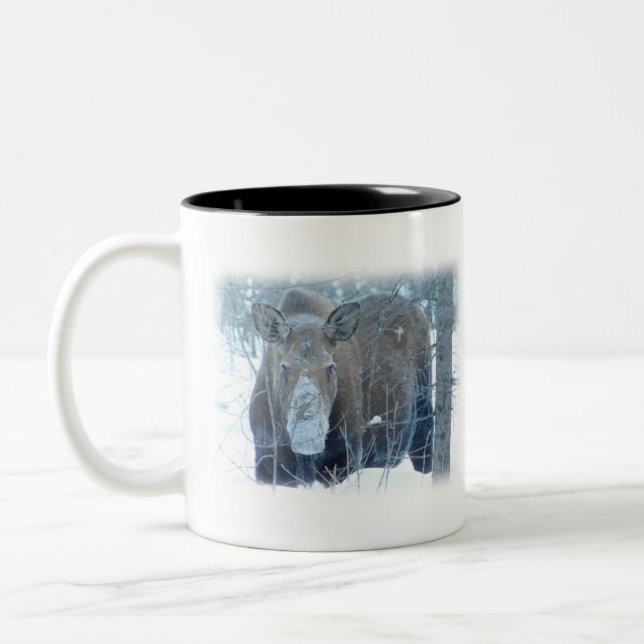 Alaska Moose Wildlife Photo Two-Tone Coffee Mug (Left)