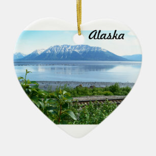 Alaska Mountain along Turnagain Arm Ceramic Tree Decoration