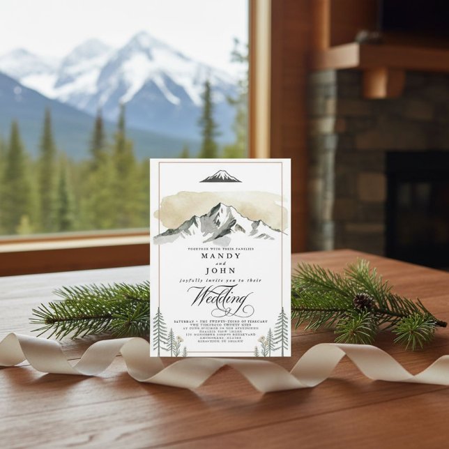 Alaska Mountain Denali Wilderness Neutral Wedding  Invitation (Creator Uploaded)