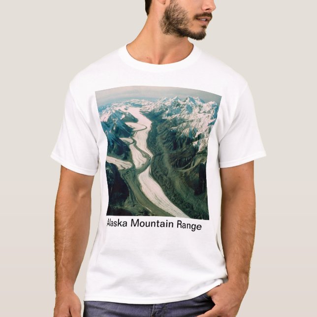 Alaska Mountain Range-Aerial View T-Shirt (Front)