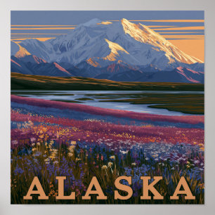 Alaska Mountain Sunset  Poster