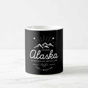 Alaska Mountains are Calling I Must Go Mono Dark Coffee Mug
