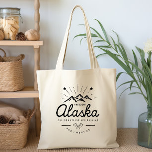 Alaska Mountains are Calling I Must Go Mono Light Tote Bag