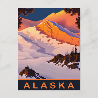 Alaska, Mountains Covered with Snow, Travel Postcard