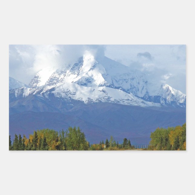 Alaska Mountains Tree Nature Forest Destiny Season Rectangular Sticker (Front)