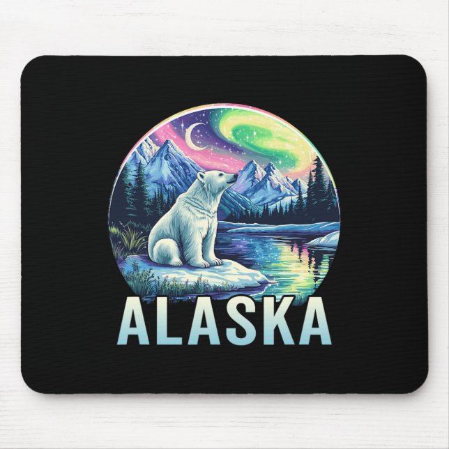 Alaska Northern Lights Aurora Viewing Vacation Ala Mouse Pad (Front)