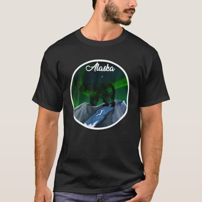 Alaska Northern Lights Bear T-Shirt (Front)