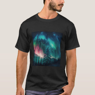 Alaska Northern Lights In The Forest T-Shirt