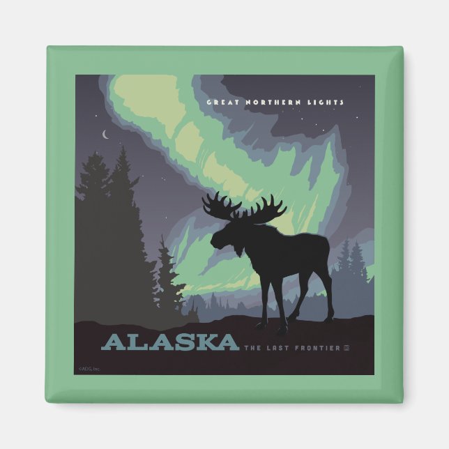 Alaska | Northern Lights Moose Magnet (Front)