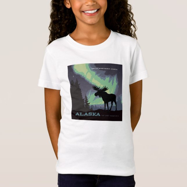 Alaska | Northern Lights Moose T-Shirt (Front)