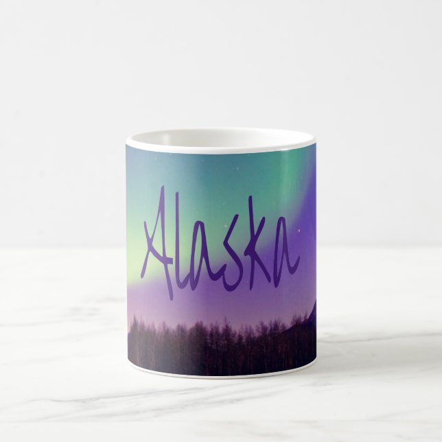 Alaska Northern Lights Mountains Lake Coffee Mug (Center)