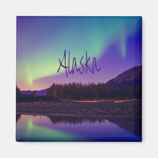 Alaska Northern Lights Mountains Lake Magnet