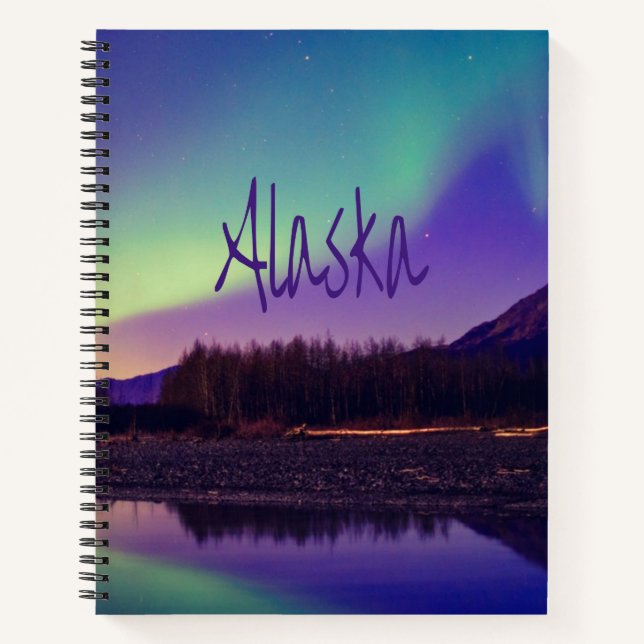 Alaska Northern Lights Mountains Lake Notebook (Front)