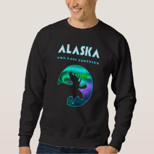 Alaska Northern Lights T Alaskan Moose With Aurora Sweatshirt