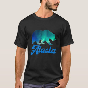 Alaska Northern Retro Lights Retro Bear  Men Women T-Shirt