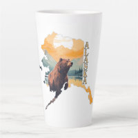 Alaska Outline Bear and Mountains