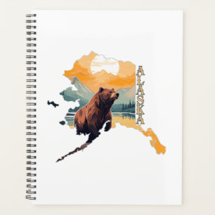 Alaska Outline Bear and Mountains Planner