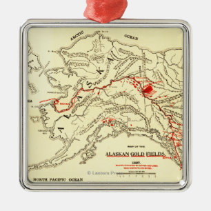 Alaska Panoramic Map Metal Tree Decoration