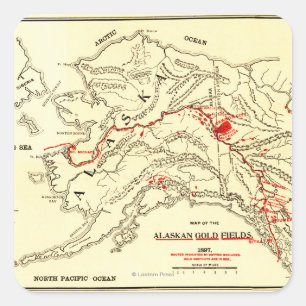 Alaska Panoramic Map Square Sticker