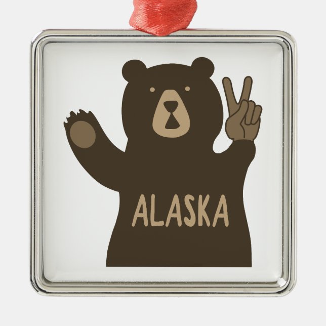 Alaska Peace Bear Metal Tree Decoration (Front)