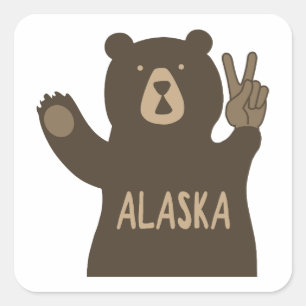 Alaska Peace Bear Square Sticker